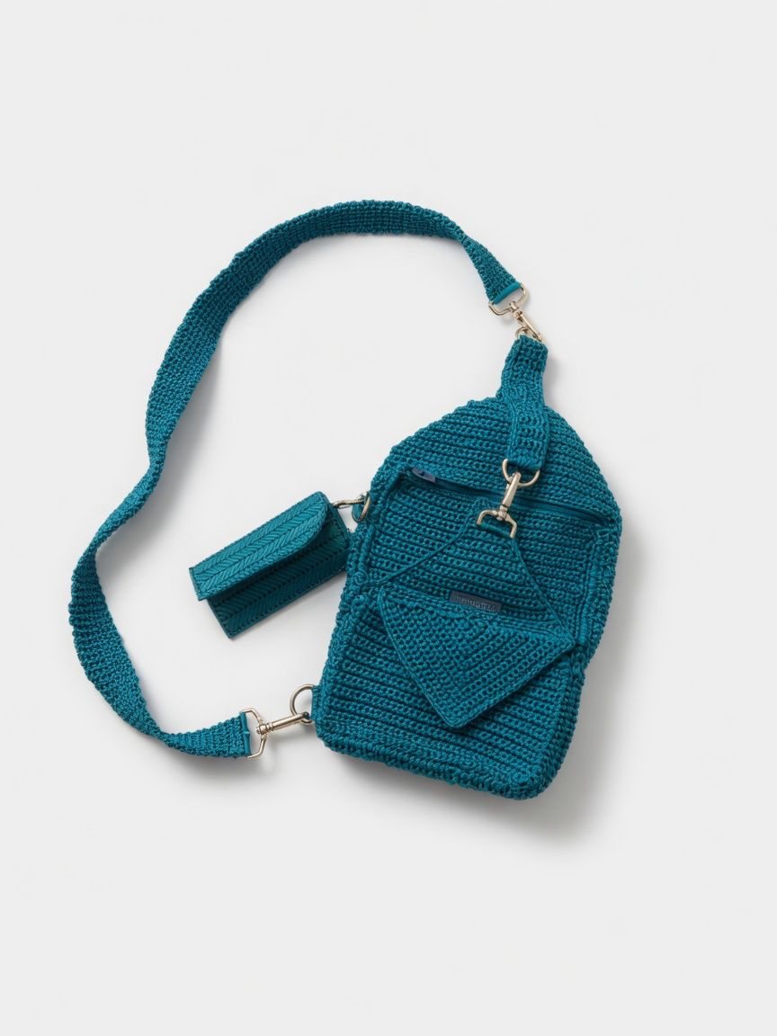 Marsupio Prisma in tessuto azzurro con tracolla